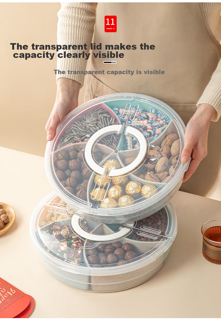 Daisy Leaf Large Capacity Dried Fruit Snack Storage Box for New Year Living Room Coffee Table Sunflower Seeds Candy Nuts Fruit Organizer 11