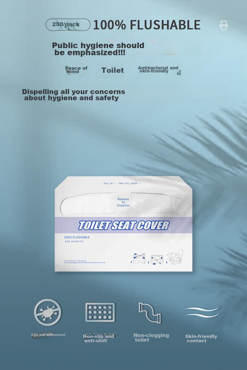 MENGTING Disposable Toilet Seat Covers, 250 Sheets, Water-Soluble, for Postpartum Women, Travel, Bathroom, Water-Soluble Toilet Seat Paper, Toilet Stickers 1