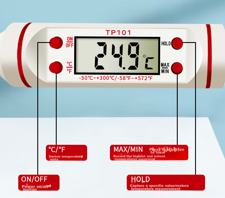 Dienmern Probe Food Thermometer, Kitchen Indoor Oil Temperature Meter, Baby Milk Thermometer, Water Thermometer, Electronic Thermometer 11