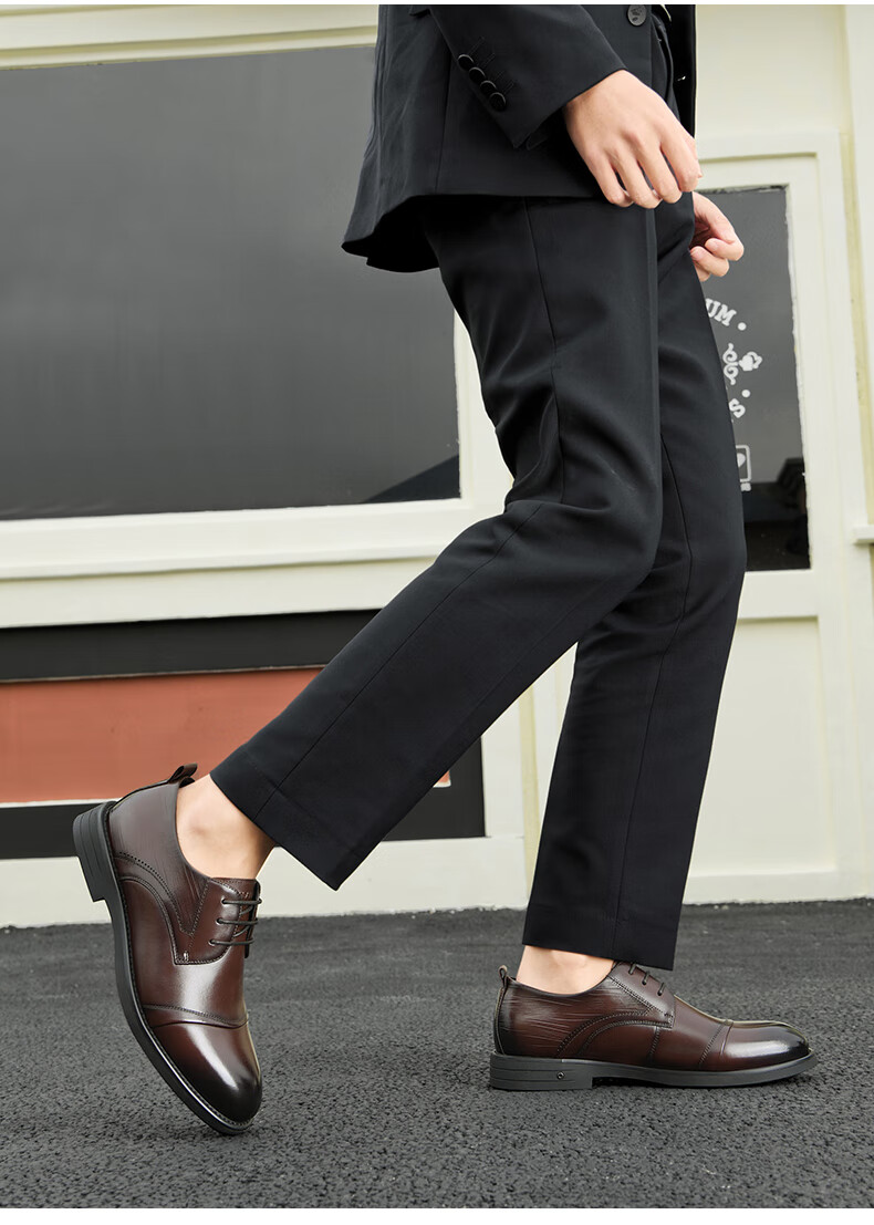 HLA Business Casual Men's Breathable Leather Derby Dress Shoes HAAPXM1EBA068 Black Size 38 9