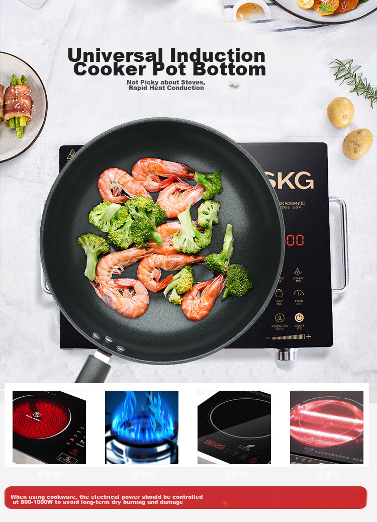 MAXCOOK Non-Stick Wok, Iron with Stand-Up Lid And Wooden Spatula, 32cm Non-Stick Coating, Compatible with Gas And Induction Stoves, MCC606 8