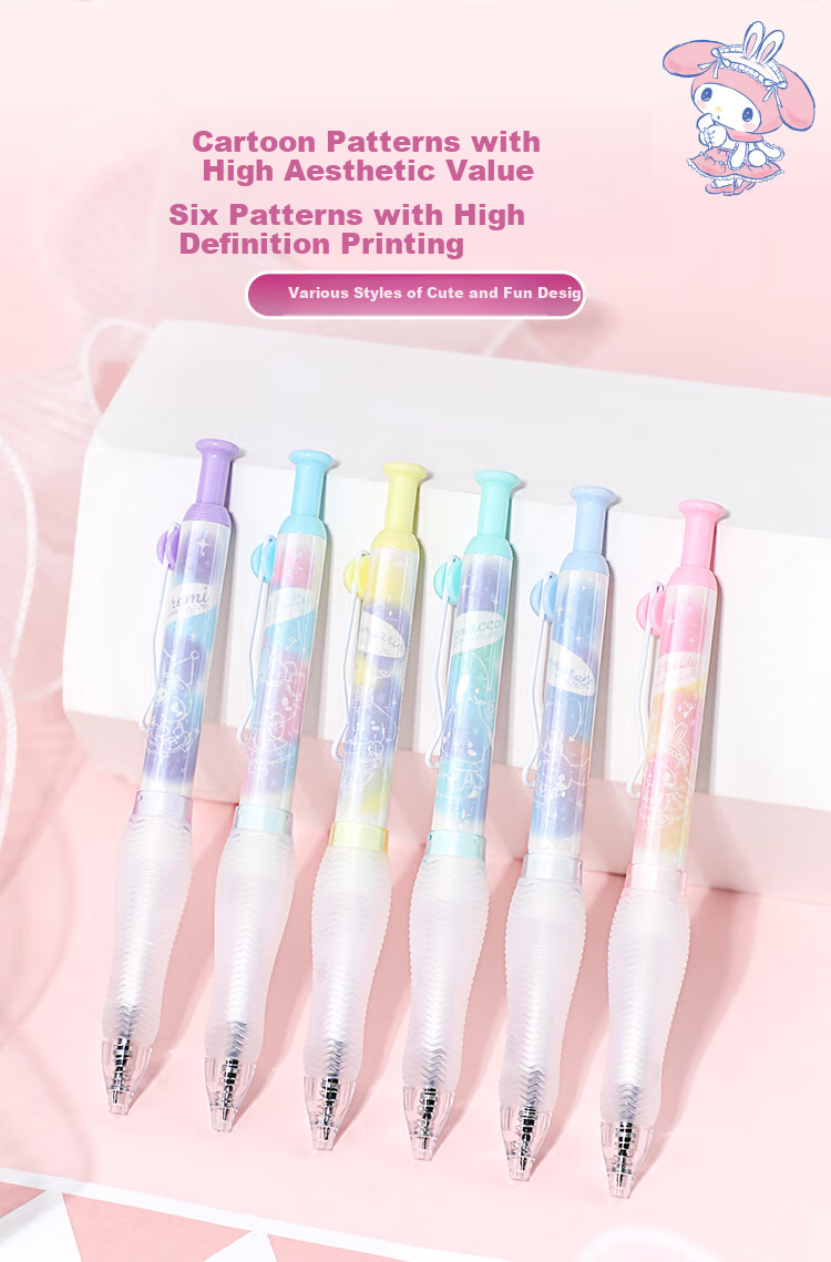 GuangBo &Sanrio Retractable Gel Pen, Black Smooth ST Tip Exam Pen Writing Pen Signature Pen, Stationery Gift, Random Style KT82171-H 3