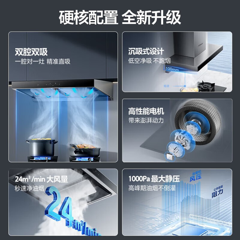 老板（Robam）油烟机60X6S变频双腔24立方风量1000Pa强劲静压【领航家MAX】挥手智控大吸力抽油烟机烟灶套装 【行业顶配烟灶】60X6S+51B0A定时防干烧