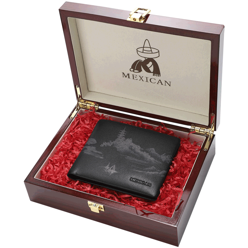 MEXICAN Men's Wallet, Genuine Top-Grain Leather, Billfold, High-End Gift Box, Birthday Present for Men And Fathers