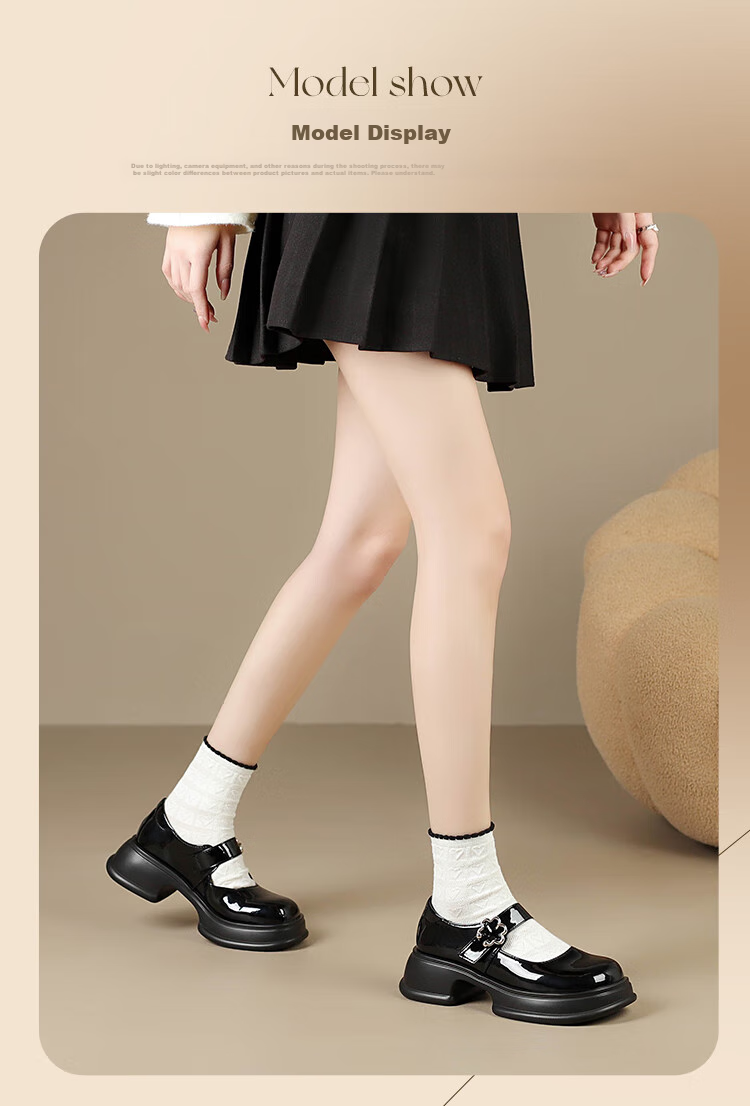ZHR Women's Single Shoes, Patent Leather JK School Style Thick-Soled Mary Jane Shoes, Retro Leather Shoes for Women, AH355, Black, Size 36 10