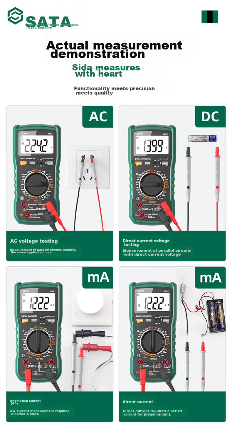 Shida SATA Automotive Multimeter, Multi-Functional Inspection, Burn Prevention, Auto Repair Digital Display Universal Meter, Electrician-Specific D05052 Standard Configuratio 19