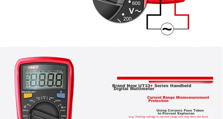 UNI-T UT33A+ Pocket Digital Multimeter, High-Precision Burn-Proof Multimeter, Electrician's Meter, Multi-Purpose Meter for Home Use 11