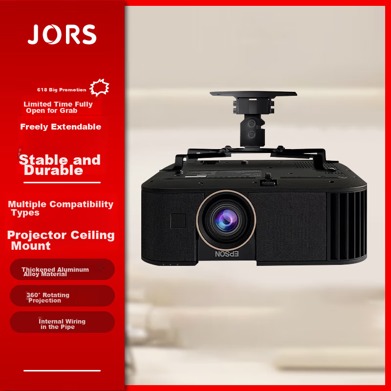 Jiangshi (JORS) Projector Mount, Thickened And Reinforced, Adjustable Angle, Weight Capacity 13KG, Suitable for Epson TW6280T, Panasonic, BenQ, Bracket, Black, 15CM