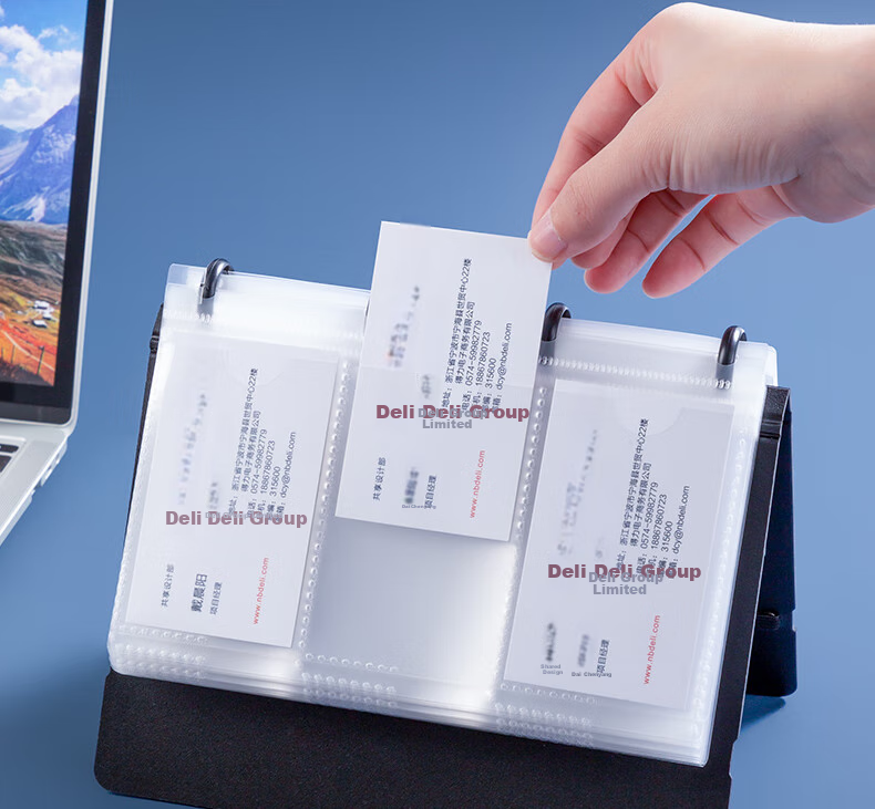 Deli 90 Pockets (180 Cards) Loose-Leaf Binder with Strap Business Card Holder for Men And Women, Model 5778 Black 9