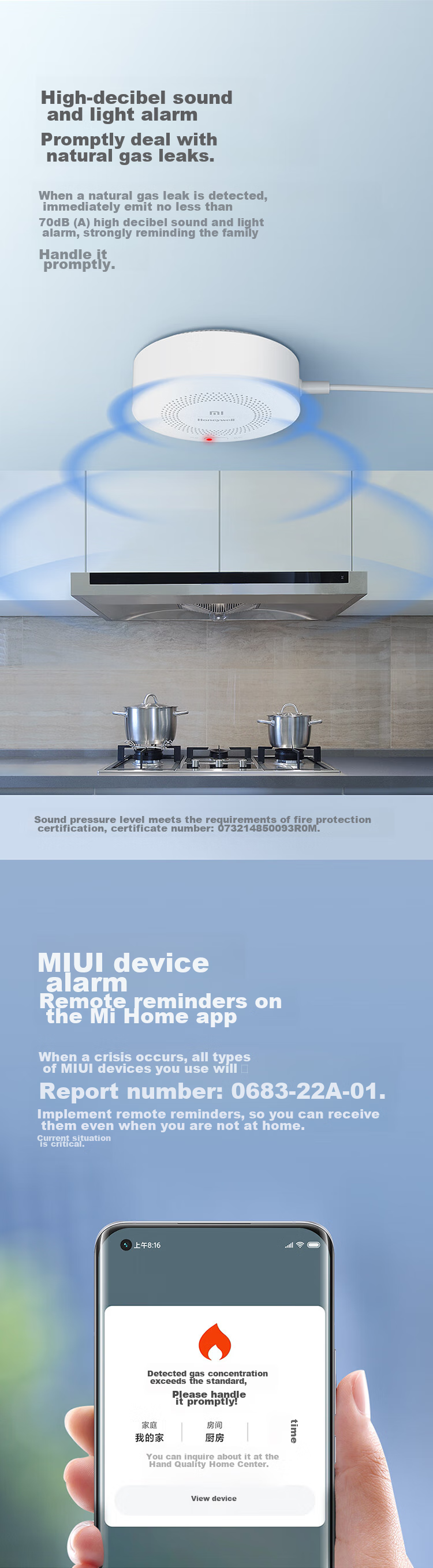 MI Intelligent Natural Gas Guardian, Remote Alarm, Natural Gas Detector 4