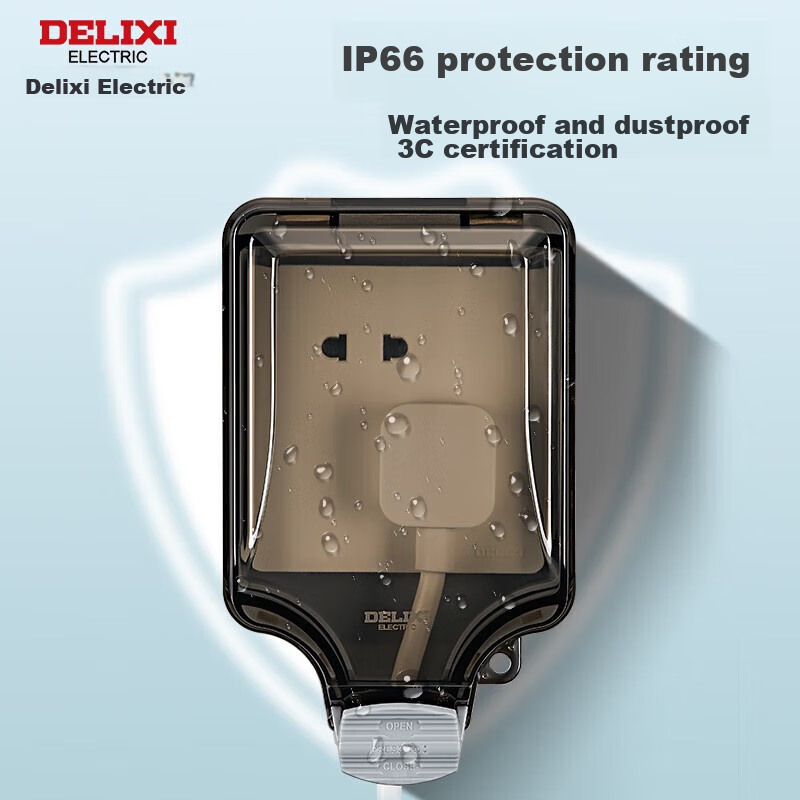 DELIXI Switch Socket Waterproof Box, IP66 Outdoor Heavy Rain Splash-Proof Box, Extra Large And Thick Sealed Rain-Proof, 86-Type Single-Gang