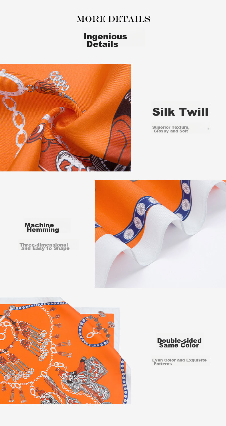 Wanshili Silk Scarf, Mulberry Silk Small Square Scarf, Mid-Autumn Festival Gift for Elders, Gift Box - Western Zanma, Gree 7