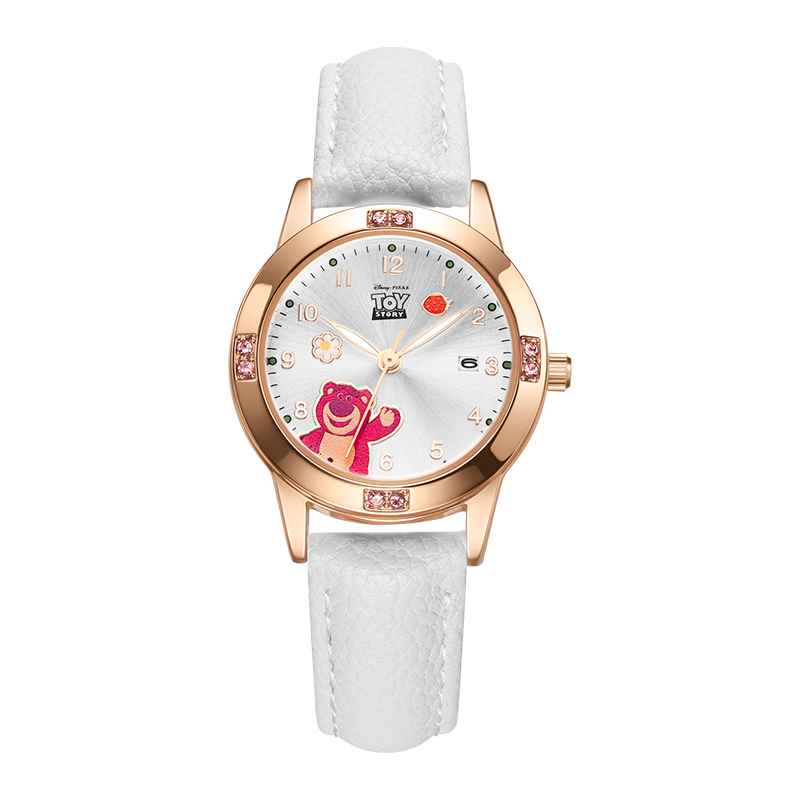 Disney Girls' Watch for Children, Elementary And Middle School Students, Teenagers, Only Shows Time, Strawberry Bear Design, for Kids Aged 6-12