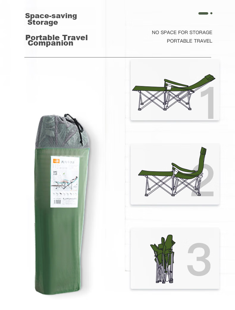 V-CAMP Folding Outdoor Camping Chair, Portable Nap Chair for Hospital Accompaniment, Military Cot, Outdoor Folding Stool 12