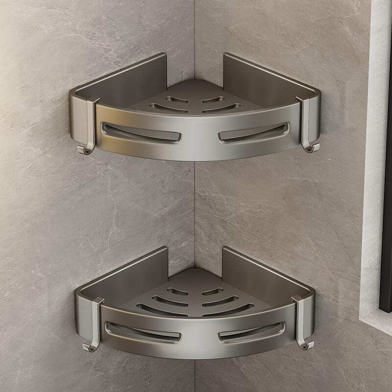 Huxiansen Bathroom Storage Rack, Toilet Towel Holder, No Drilling Required, Space Aluminum Gun Gray, Moisture-Proof And Durable, Bathroom Organizer 6