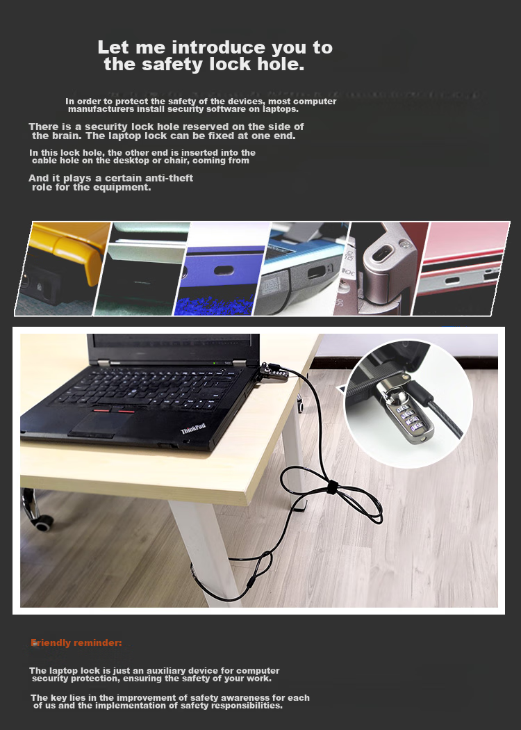 NVV Laptop Lock, Suitable for HP Nano And Lenovo Laptops with Small 6*2.5mm Holes, Anti-Theft Lock, Security Password Lock NL-13 3