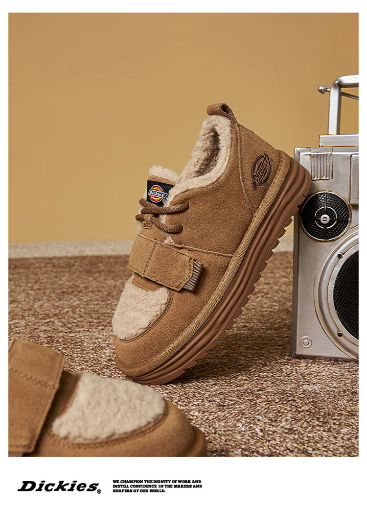 Dickies Women's Snow Boots, Comfortable Casual Flat Shoes, Fleece-Lined Thick Cotton Shoes, Yellow-Brown, Size 35 17