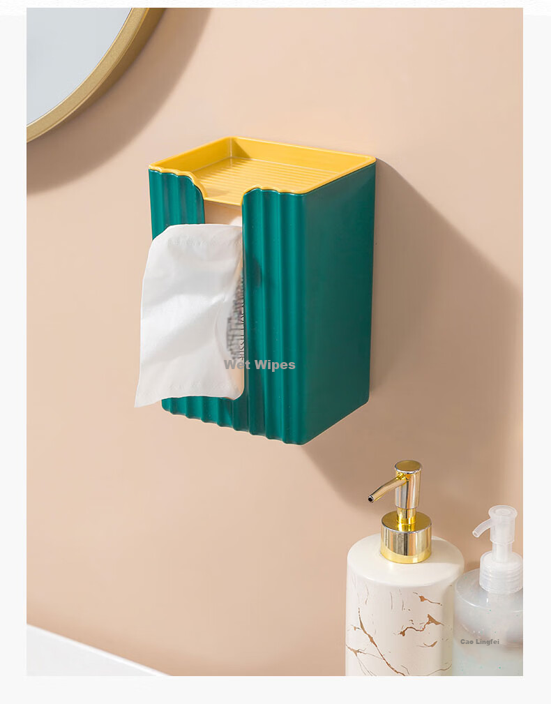 Youjialiangpin Tissue Box, Living Room Napkin Holder, Storage Box with Spring, Light Luxury Towel Box, Household Roll Paper Dispenser, Light Gree 8