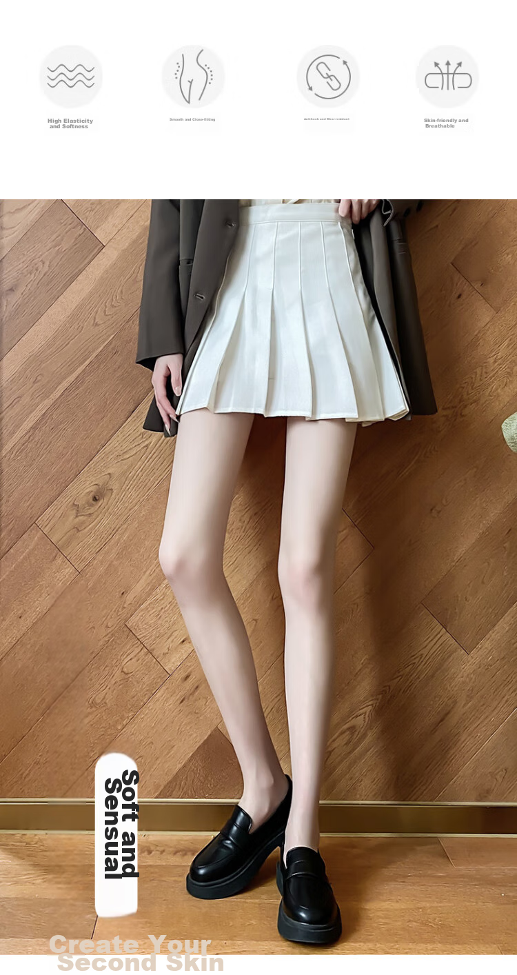 XUEXIMAN 2 Types of Bare Leg Enhancers, Pineapple Silk Stockings, Autumn Ultra-Thin, Cuttable to Any Length, Nude-Colored Base Tights, Sexy Black Pantyhose 5