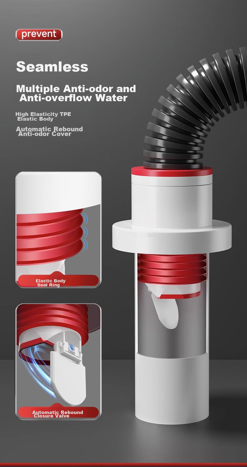 Pollock Drain Anti-Odor Device, Drain Stopper, Kitchen Drain Seal Ring, Drainage Pipe Anti-Odor And Anti-Overflow, 55 4