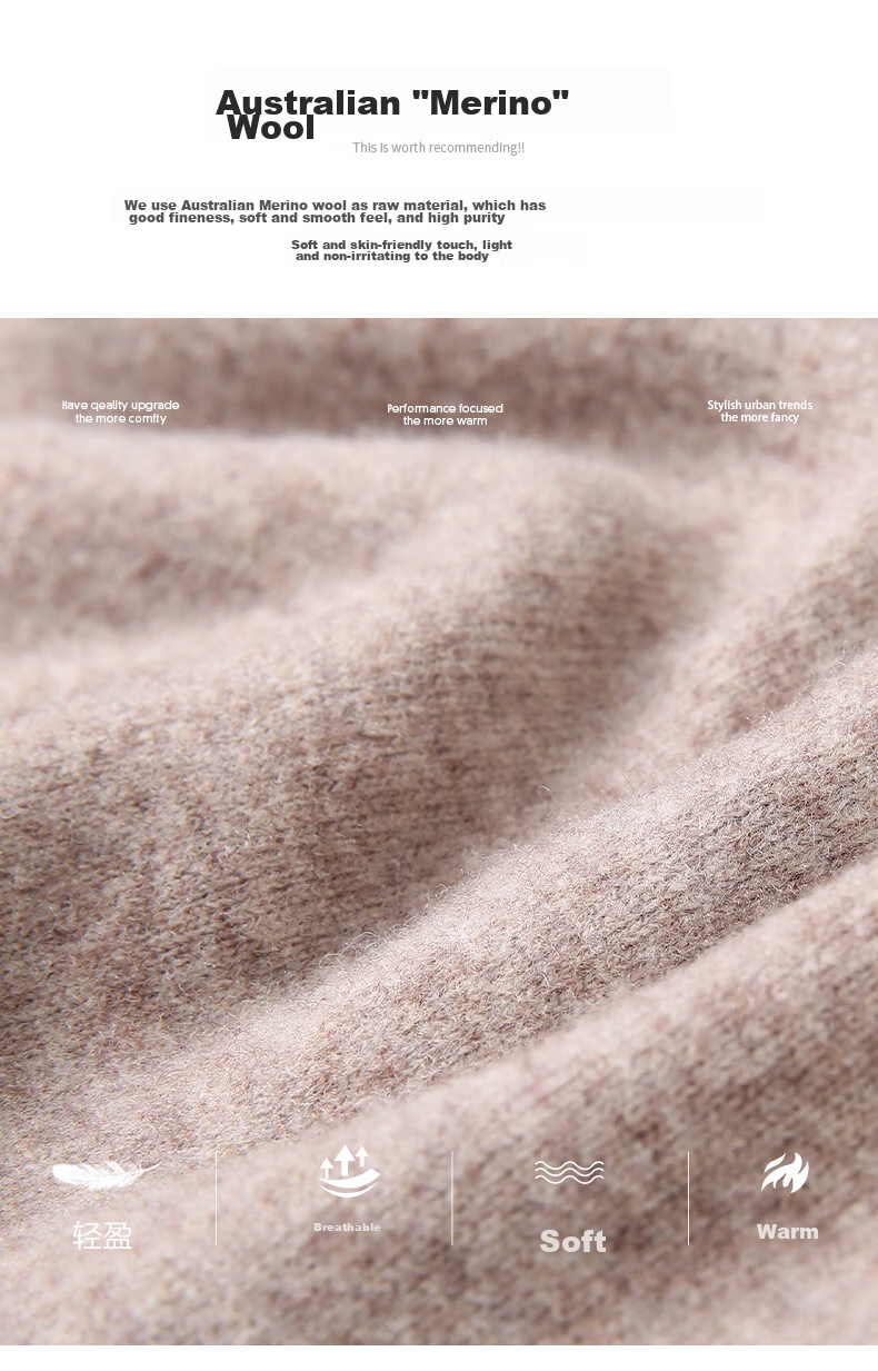 Hengyuanxiang Men's Thick 100% Pure Wool Sweater, Autumn And Winter Solid Color Casual Base Layer Knit Pullover for Young And Middle-Aged Me 3
