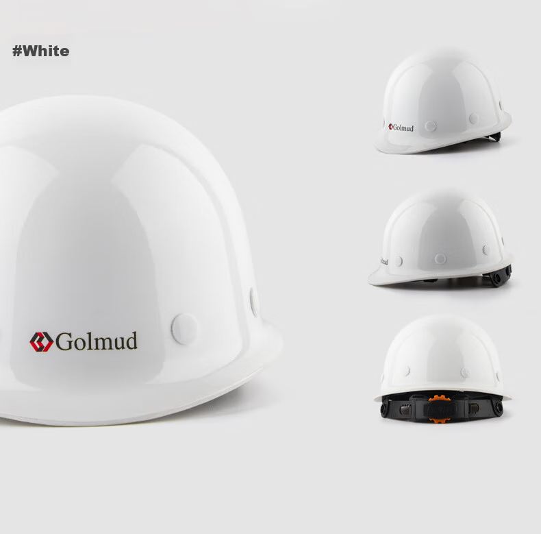 Geermu Safety Helmet, Round Top Hard Hat for Construction Workers, Fiberglass GM737 White 1 Piece Helmet 13