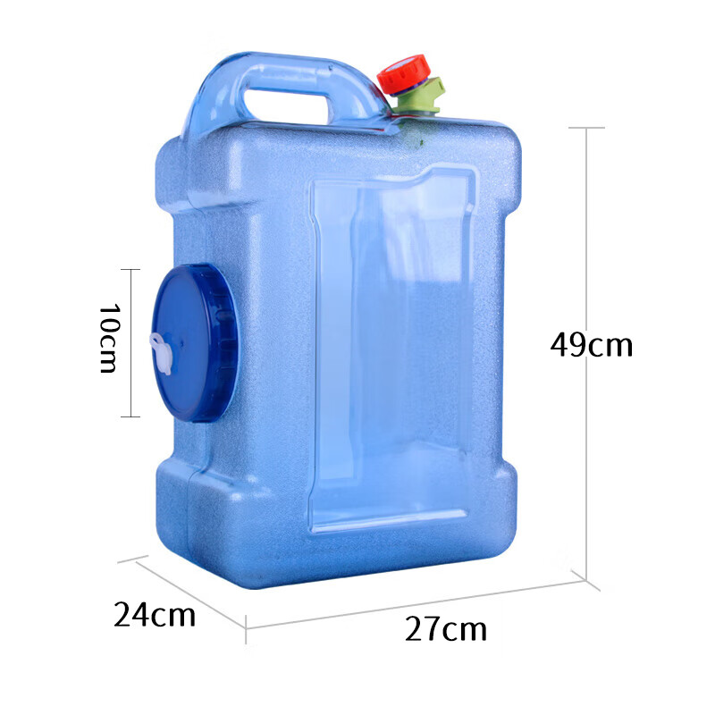 BJ Pure Water Container, Food-Grade PC Mineral Water Bucket, Drinking Water Container for Self-Driving Tours, Portable Outdoor Large-Capacity Square Container with Tap, 22L