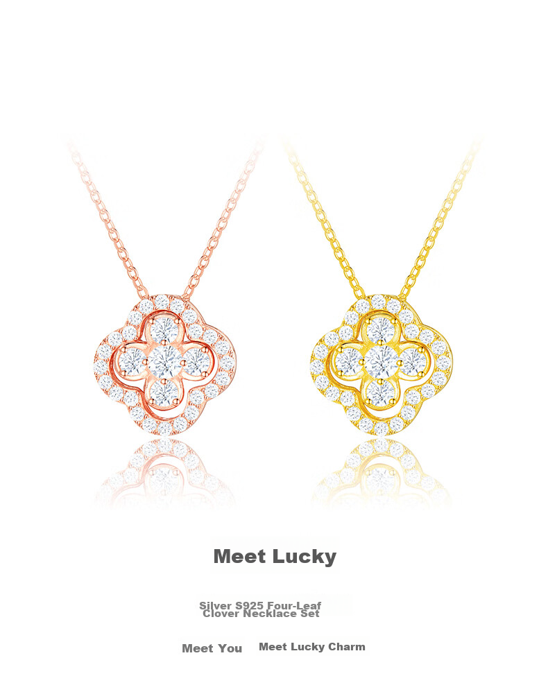 CHOW TAI SENG Four-Leaf Clover Necklace Silver Necklace for Women, 2026 New Light Luxury High-End Birthday Gift for Girlfriend Or Best Friend 2