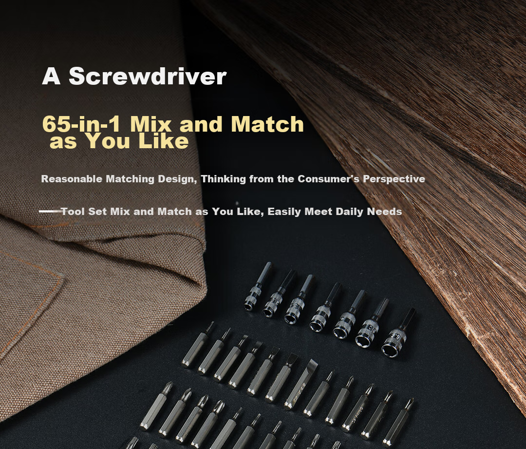 Deli Multifunctional Precision Repair Electronic Screwdriver Set, 65 Pieces, Mobile Phone Repair Screwdriver Kit 19