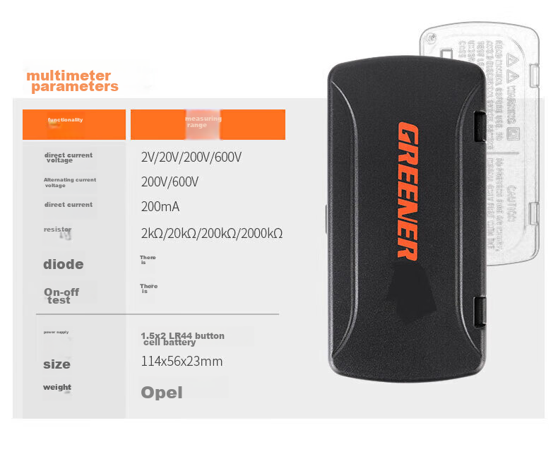 GREENER Multimeter, Digital High-Precision Fully Automatic Intelligent Small Portable Mini Repair Electrician Meter Capacitance Meter 6