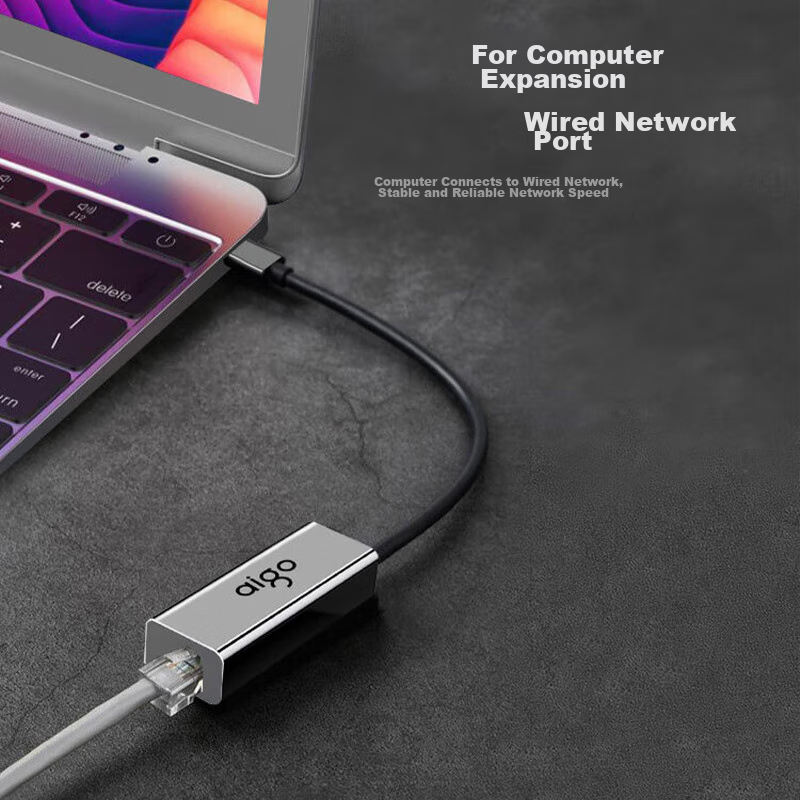 Aigo USB to RJ45 Ethernet Adapter, 100Mbps Wired Network Card Converter, Laptop Docking Station, Compatible with Lenovo, Xiaomi, Apple Docks R01 (Metal)