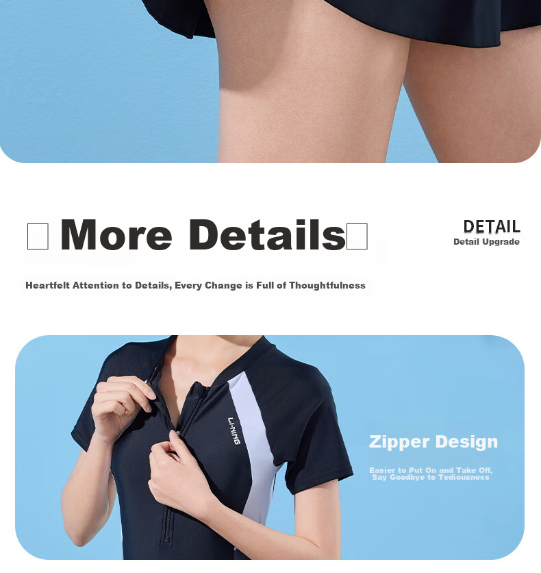 Li-Ning One-Piece Swimsuit for Women, Dress Style, Boyshort, Body-Shaping, Waist-Slimming, Conservative, Meat-Covering, Hot Spring Resort Swimwear, 476 Black, Size M 12