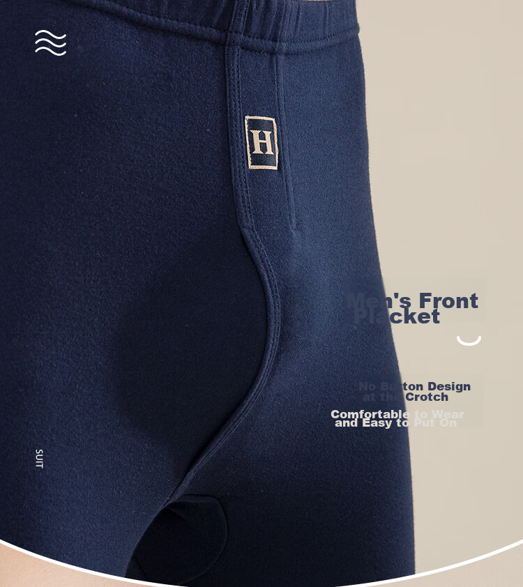 Hodo Men's Pure Cotton Thermal Underwear, Comfortable Soft Elastic Breathable Single Autumn Pants, Dark Heather Gray 9