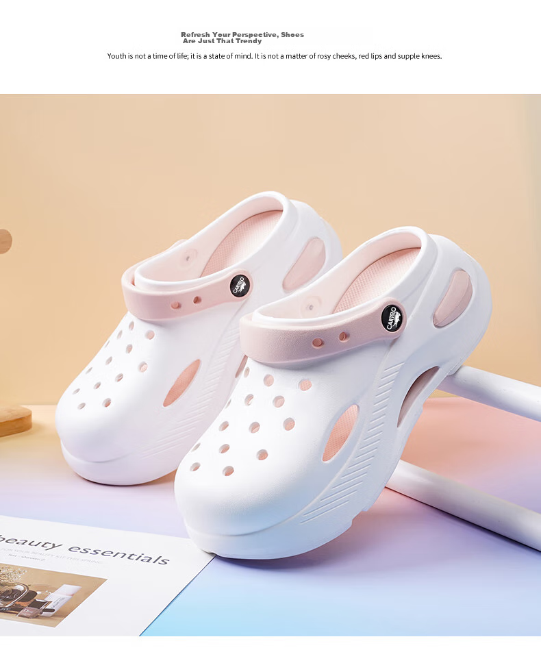 CARTELO Women's Perforated Shoes, Summer Sandals, Casual Slippers, Garden Dual-Use Beach Sandals for Women, 1463 White Pink, Size 37-38 9