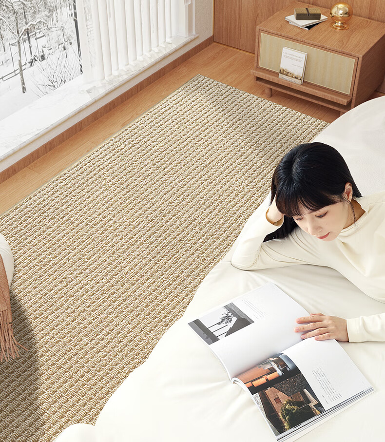 Dajiang Bedroom Bedside Rug, Wool Light Luxury High-End Feel, End-Of Rug, Long Strip Bedrug, 60x180cm 6