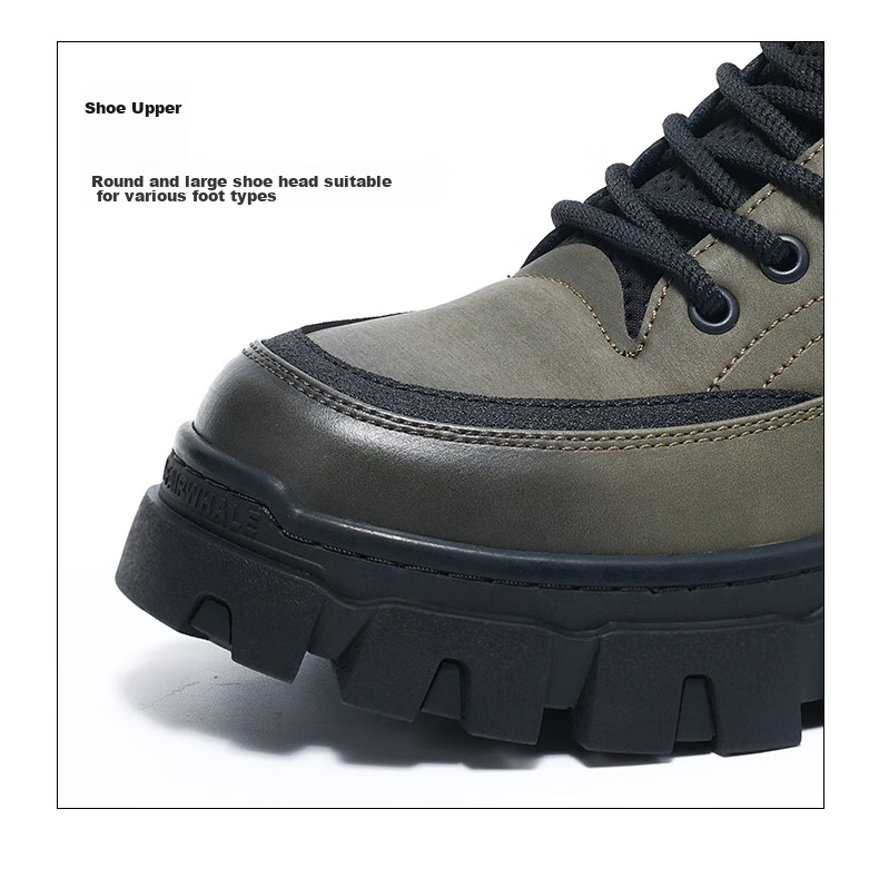MARK FAIRWHALE Men's High-Top Martin Boots, Winter Outdoor Desert Work Boots, Casual Men's Boots, Black And Gray, Size 40 11