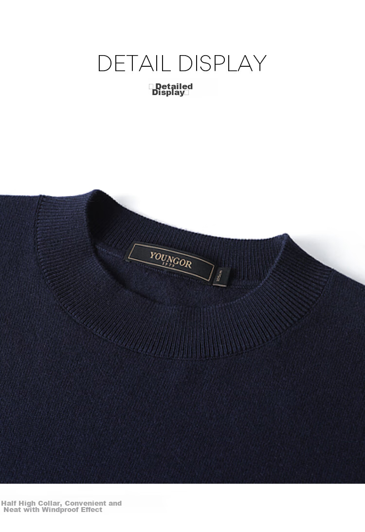 YOUNGOR Sweater for Men, Autumn And Winter Business Casual Knit Pullover for Young Men, Blue, 95cm 20
