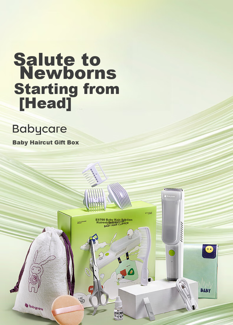 Babycare Baby Hair Clipper, Fully Waterproof, Upgraded Low Noise, Automatic Hair Suction, Children's Haircut, Co-Branded Gift Box, Yuanjin White 1