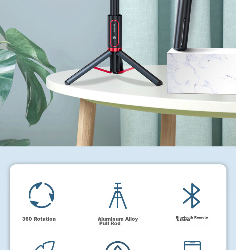 Feilipu [Portable All-In] Selfie Stick, Telescopic Tripod, Anti-Shake Device, 360-Degree Rotation, Multifunctional Outdoor Travel Phone Stand, Bluetooth Remote Control DLK5305 2