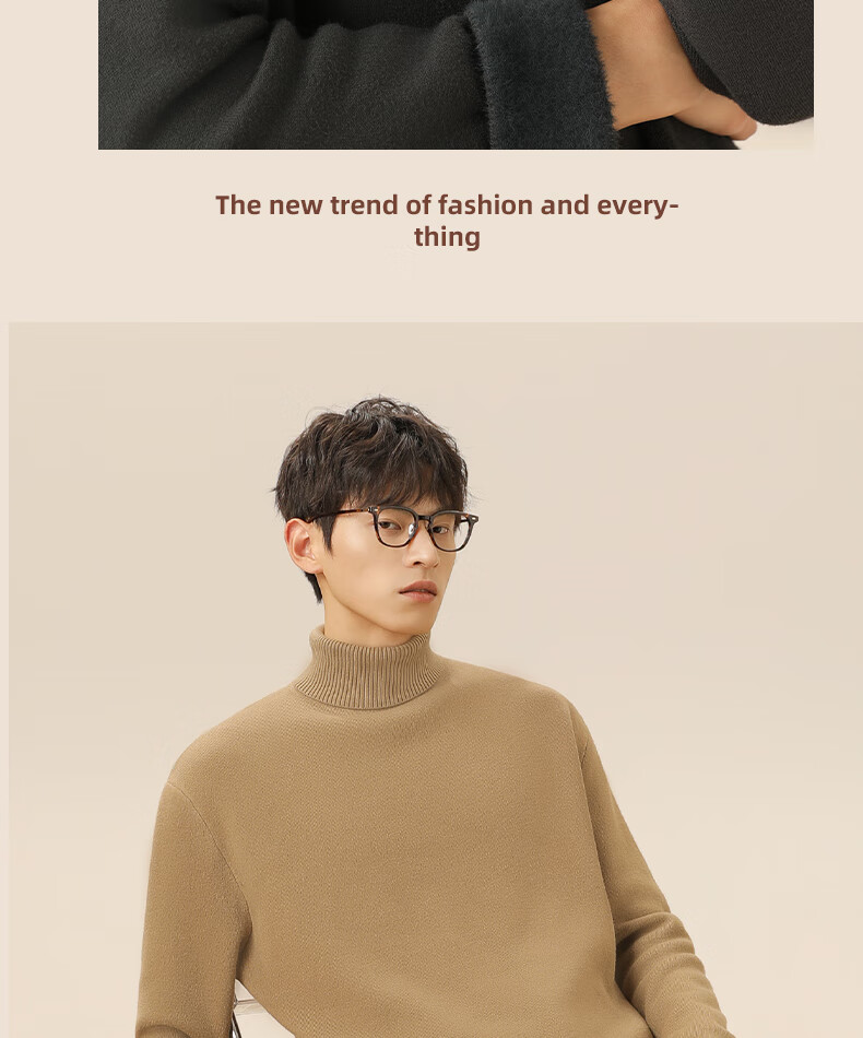 GENIOLAMODE Men's Turtleneck Sweater, Winter Fleece-Lined Thick Base Layer Inner Wear Knit Top for Men, Coffee Color, Size M 9