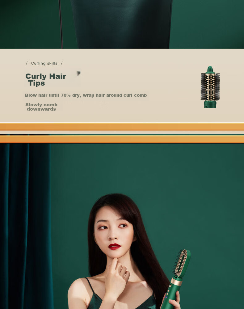 CONFU High-Speed Hair Dryer Multi-Function Automatic Curling Iron Negative Ion Hair Care Straightening Brush Egg Roll Lazy Person's Gadget Birthday Gift for Girlfriend F6 Sand Gold 18