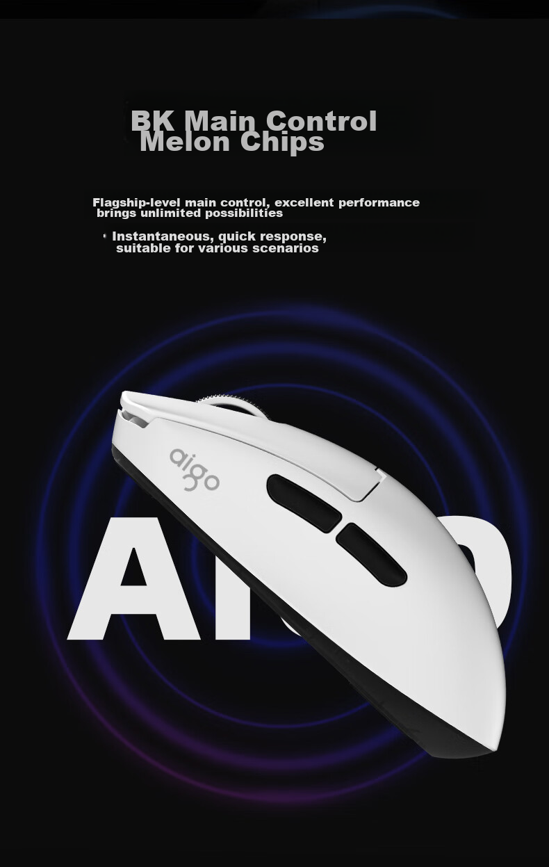 Aigo Youlong GM80 Plus Midnight Wired/wireless/tri-mode Gaming Mechanical Mouse for Office And Bluetooth Rechargeable Ergonomic Mouse for Small to Medium Hands 8
