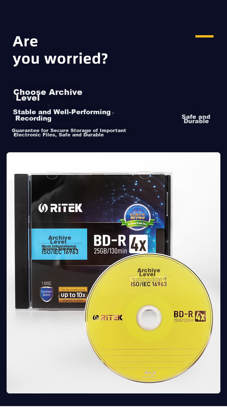 RITEK BD-R XL 200GB Recordable Blank Disc / Dual-Sided Recordable Blu-Ray Disc / High-Capacity Blu-Ray Disc, Single Disc in Box 5