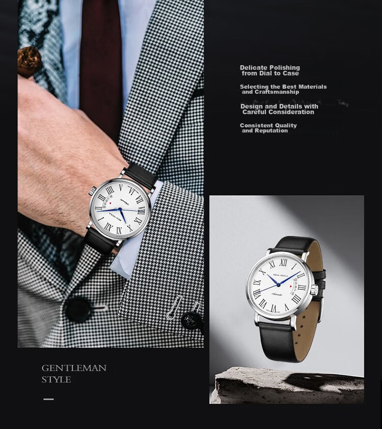 SEAGULL Men's Automatic Mechanical Watch, Bauhaus Date Display Men's Watch, Birthday Gift for Men, Model 6091 11