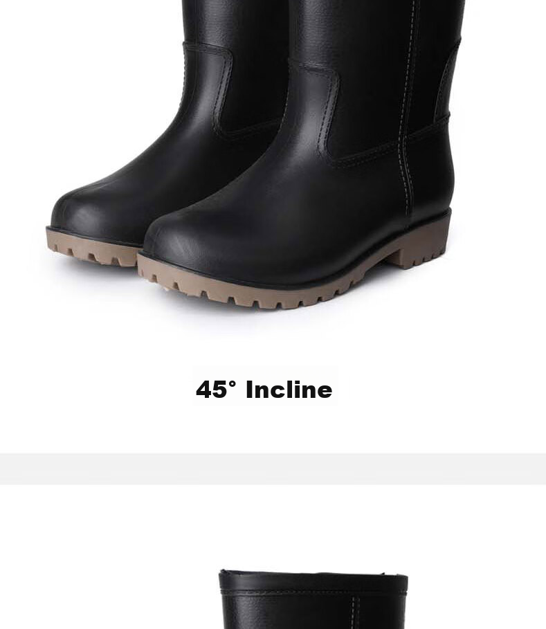 Huili Men's Stylish Rain Boots, Water Shoes, Outdoor Waterproof Non-Slip Wear-Resistant Comfortable Overshoes HL8128 High-Top Black Size 44 16