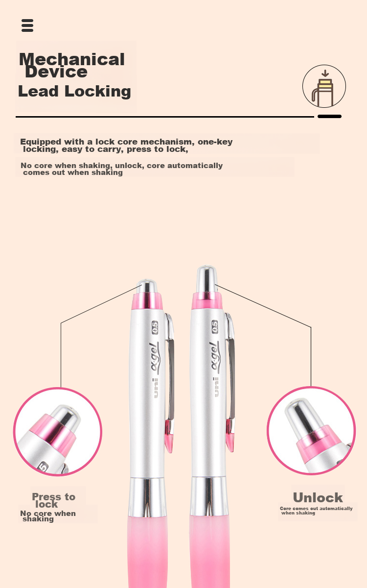 Uni Mitsubishi Automatic Lead Soft Rubber Pencil with Swing-Out Core, Student Writing Pencil M5-617GG, 0.5mm Silver Shaft Blue, 1 Piece 6