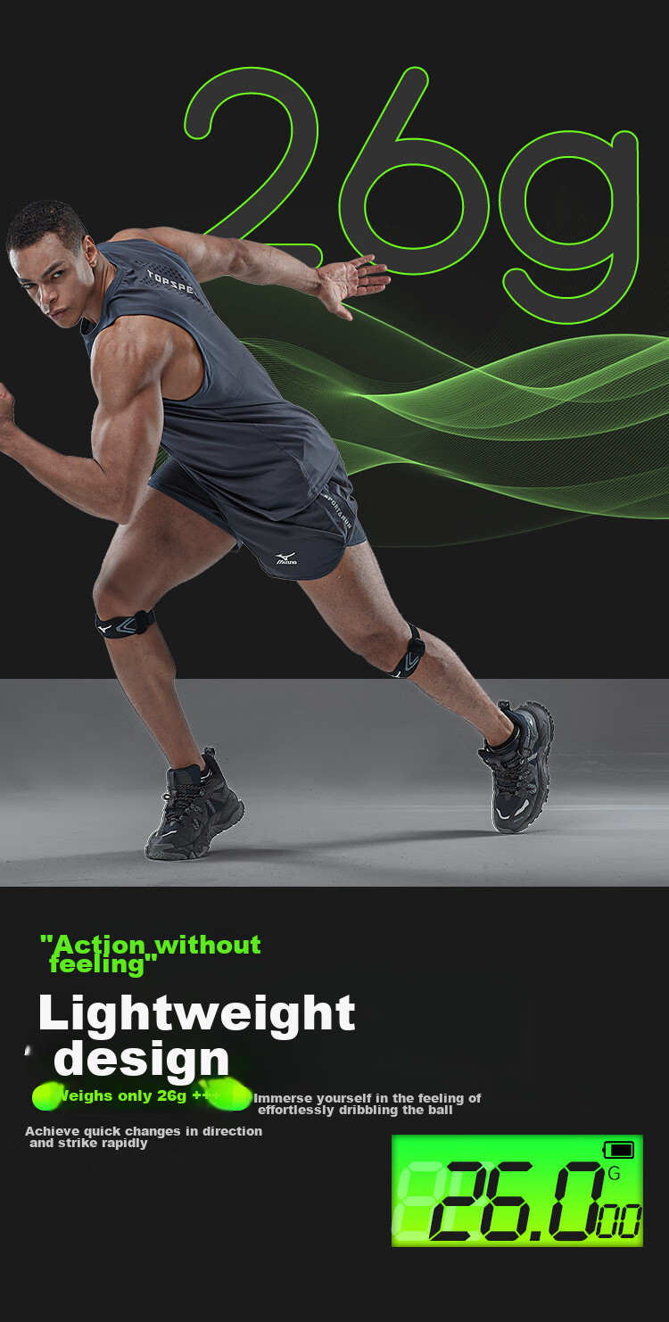 MIZUNO Patellar Strap for Men And Women, Fitness Running Sports Knee Brace, Basketball Protective Gear, Meniscus Support Band, Knitted Elastic Band 2550 Black 7