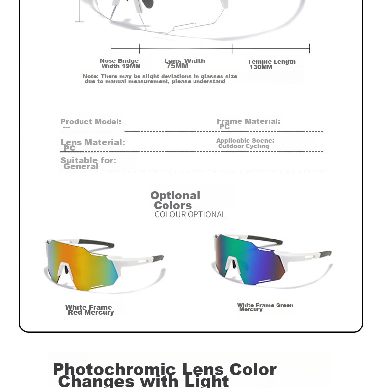 LOVECRAFT Photochromic Cycling Glasses with Black Frame And Gray Lenses, Day And Night Use, Windproof Mountain Biking Sunglasses with Goggles 11