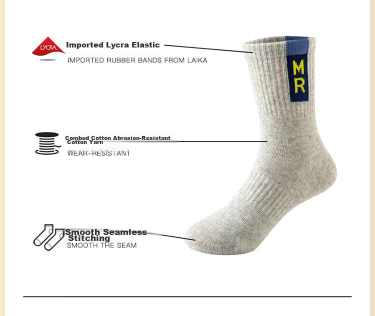 MiiOW Children's Socks, Boys' Cotton Mid-Calf Socks, Boys' Baby Letter Sports Trendy Socks, Mixed Colors, Size L 11
