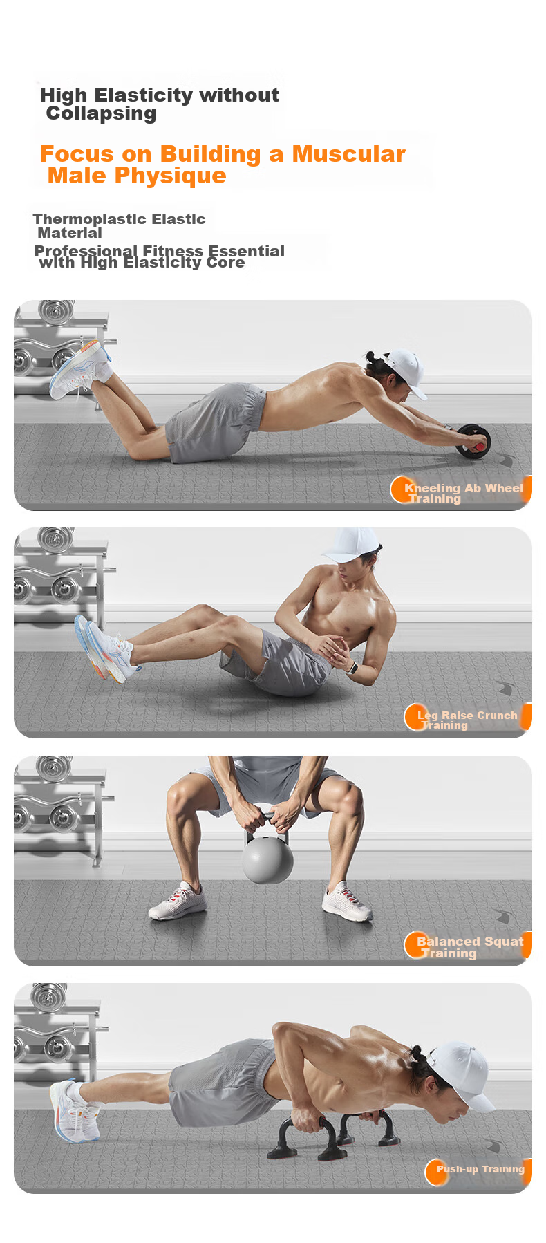 Li-Ning Yoga Mat, TPE Material, for Men, Thickened, Wide, Professional Non-Slip, for Jump Rope Exercises, Sports Mat, Quiet And Shock-Absorbing, Gray Color 11